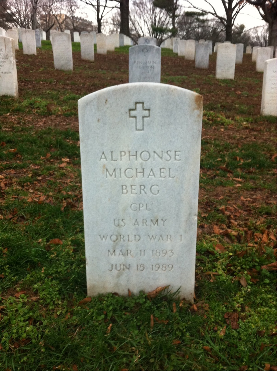 Headstone of Alphonse M Berg