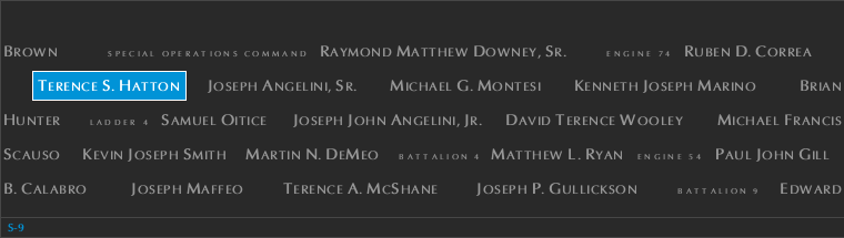 Panel S-9, South Pool, National September 11 Memorial