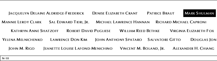 Panel N-10, North Pool, National September 11 Memorial
