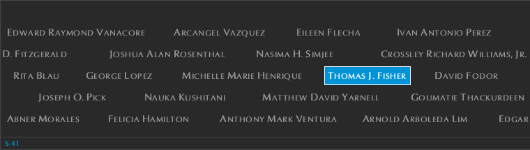 Panel S-41, South Pool, National September 11 Memorial