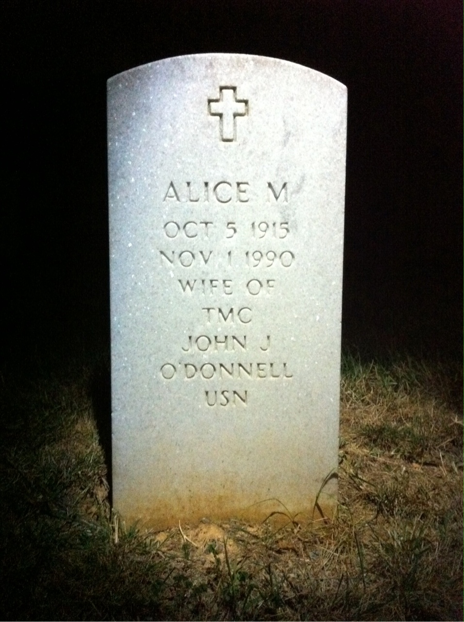Headstone of Alice M O'Donnell