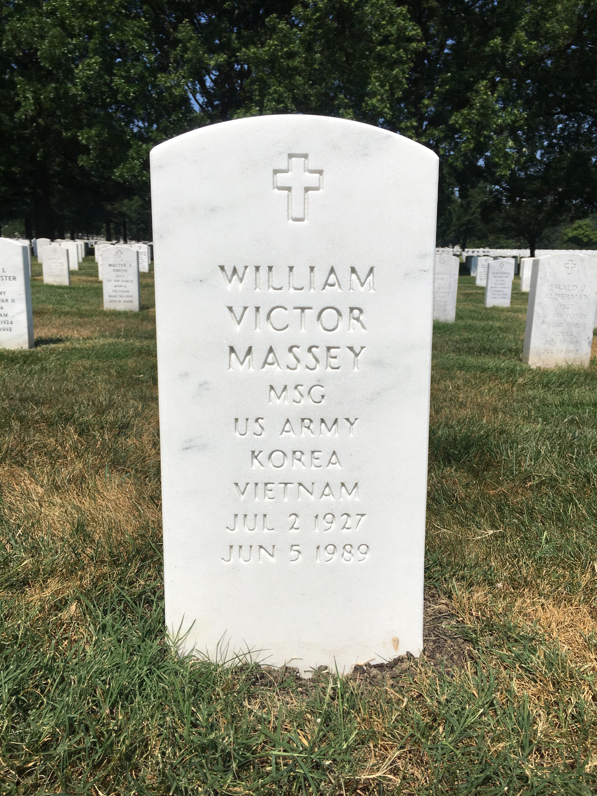 Headstone shared by 2 interments, including William Victor Massey