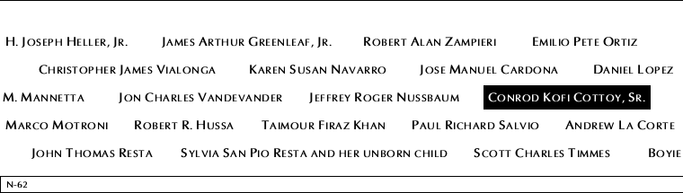 Panel N-62, North Pool, National September 11 Memorial