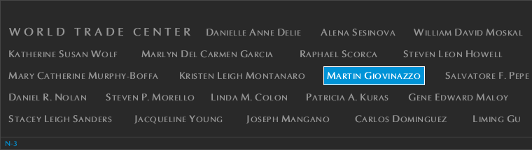 Panel N-3, North Pool, National September 11 Memorial