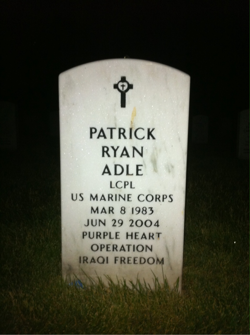 Headstone of Patrick R Adle