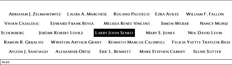 Panel N-65, North Pool, National September 11 Memorial