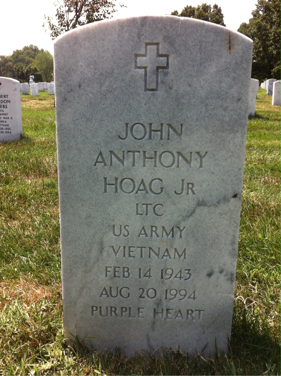 Headstone of John A Hoag Jr.