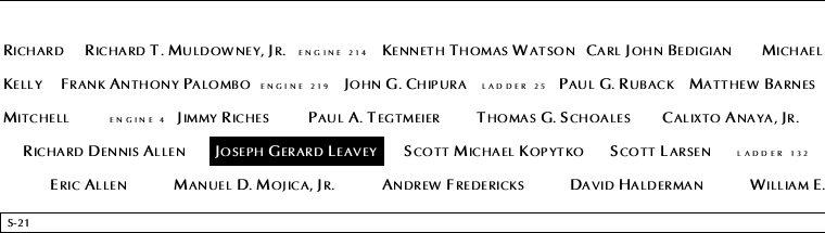 Panel S-21, South Pool, National September 11 Memorial