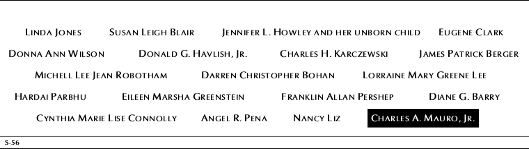 Panel S-56, South Pool, National September 11 Memorial