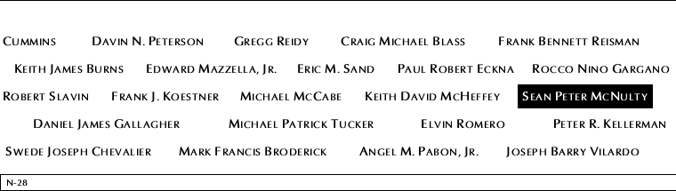 Panel N-28, North Pool, National September 11 Memorial