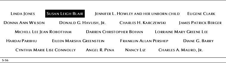Panel S-56, South Pool, National September 11 Memorial