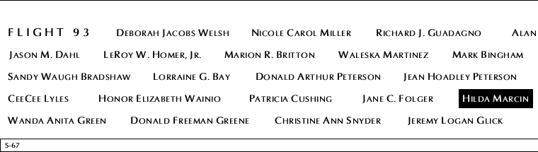 Panel S-67, South Pool, National September 11 Memorial
