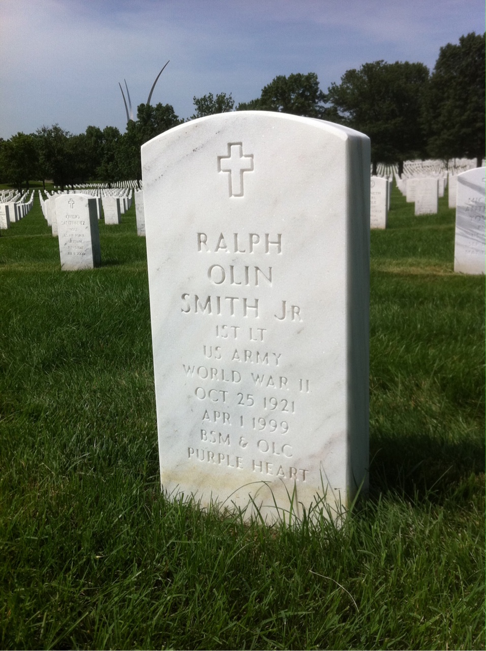 Headstone shared by 2 interments, including Ralph Olin Smith Jr.