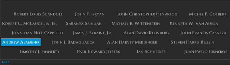 Panel N-52, North Pool, National September 11 Memorial