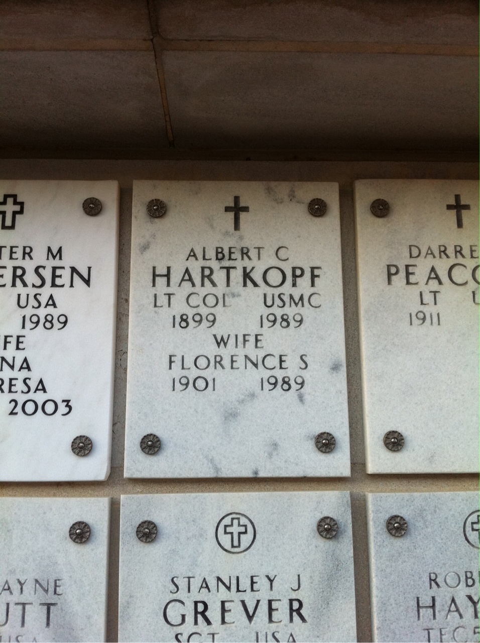 Headstone shared by 2 interments, including Albert C Hartkopf