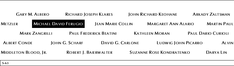 Panel S-63, South Pool, National September 11 Memorial