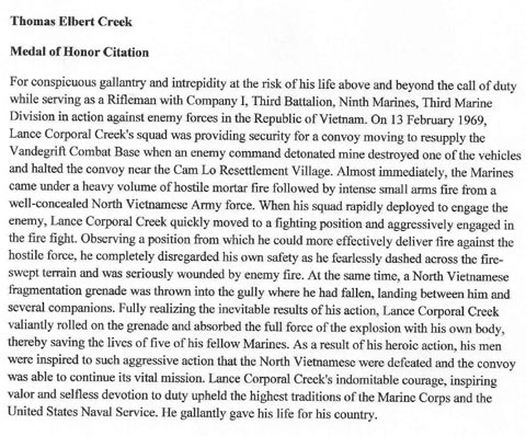 Headstone of Thomas Elbert Creek