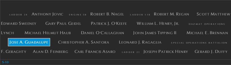Panel S-10, South Pool, National September 11 Memorial