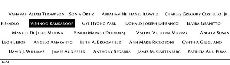 Panel N-64, North Pool, National September 11 Memorial