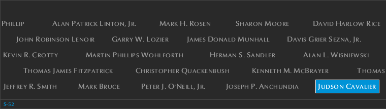 Panel S-52, South Pool, National September 11 Memorial