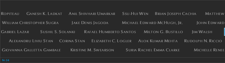 Panel N-34, North Pool, National September 11 Memorial