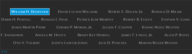 Panel S-73, South Pool, National September 11 Memorial