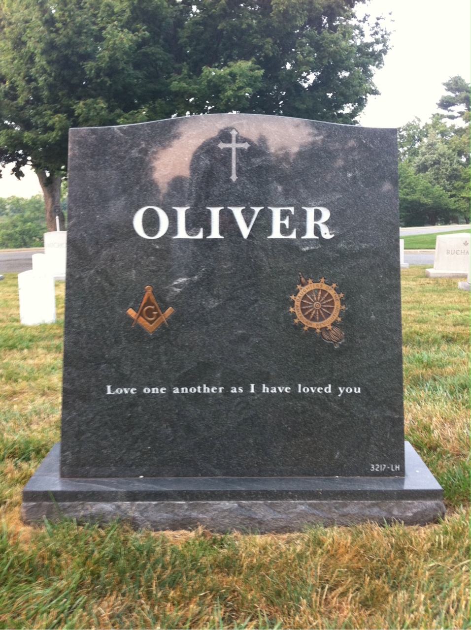 Headstone shared by 2 interments, including Abbie H Oliver