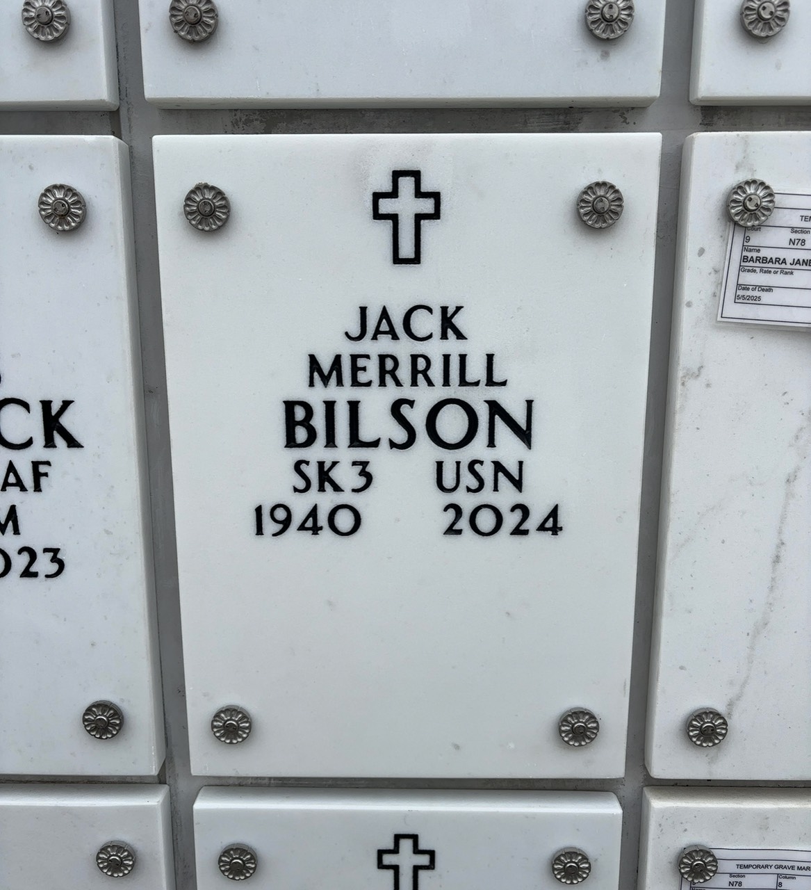 Headstone of Jack Merrill Bilson
