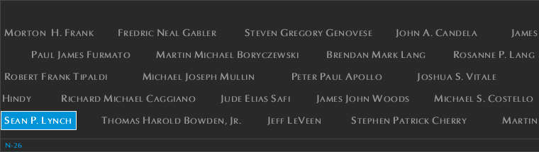 Panel N-26, North Pool, National September 11 Memorial