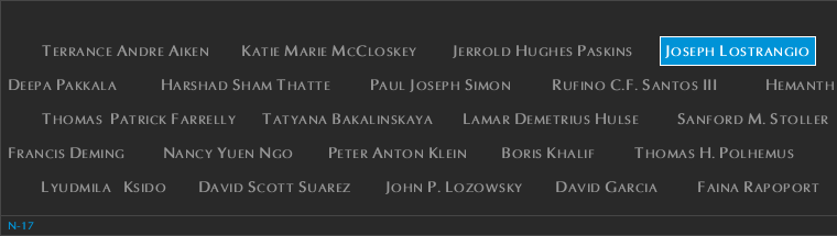 Panel N-17, North Pool, National September 11 Memorial
