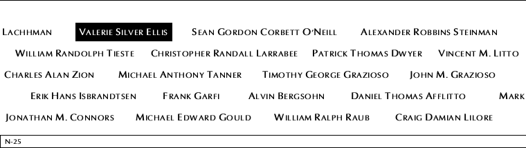 Panel N-25, North Pool, National September 11 Memorial