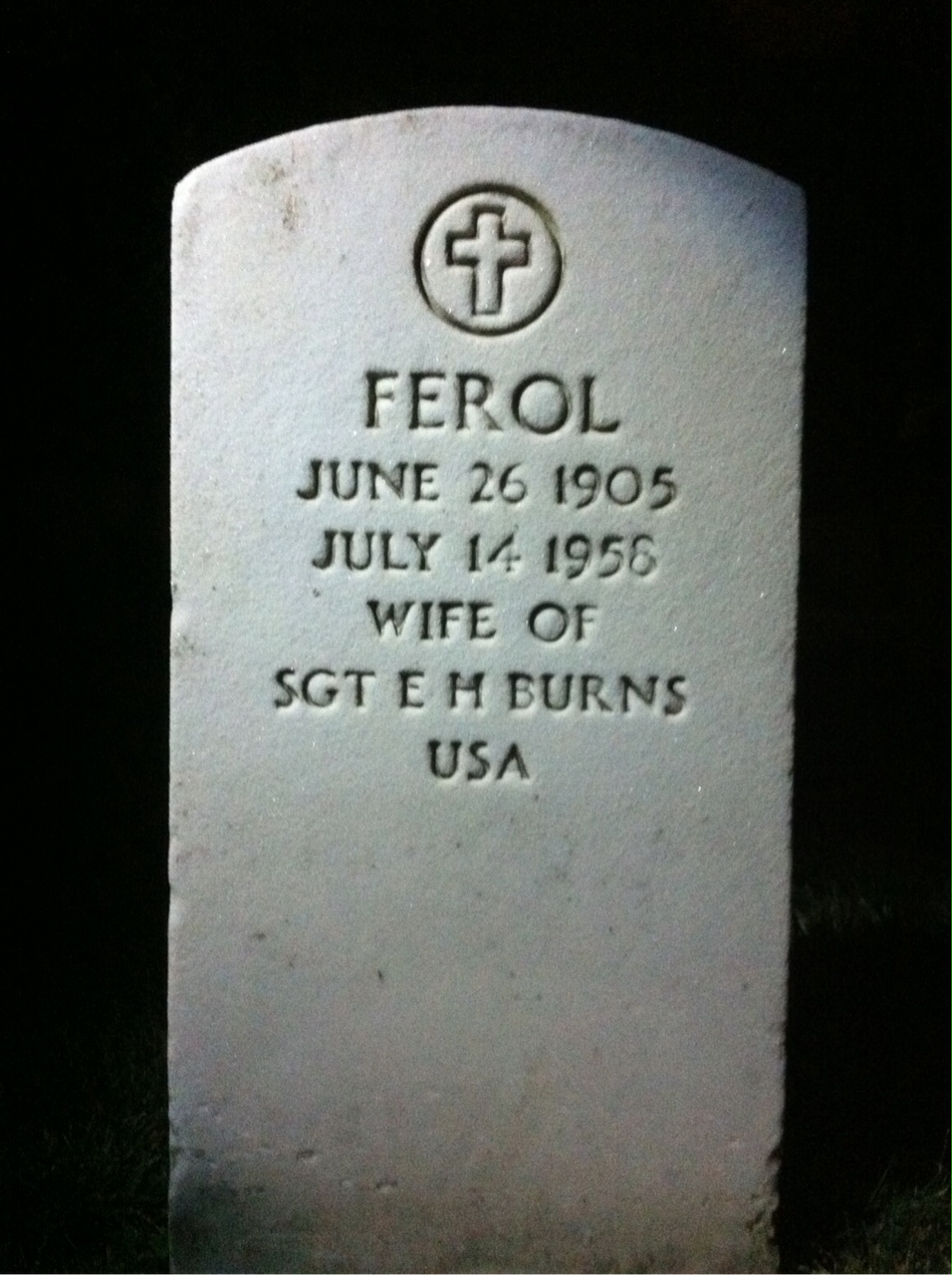 Headstone of Ferol Burns