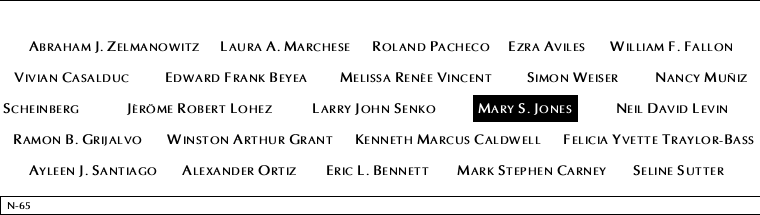 Panel N-65, North Pool, National September 11 Memorial