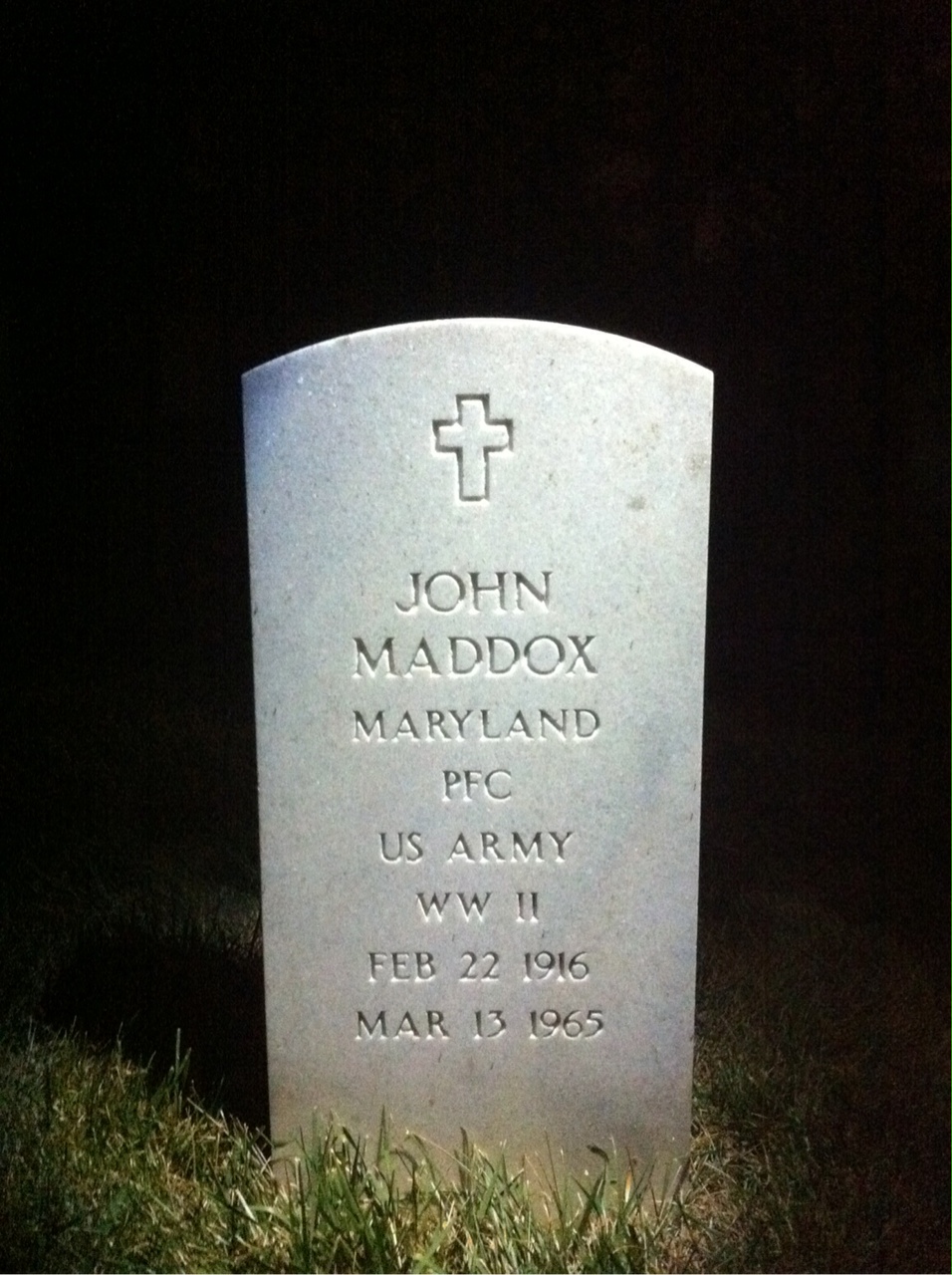 Headstone shared by 2 interments, including John Maddox