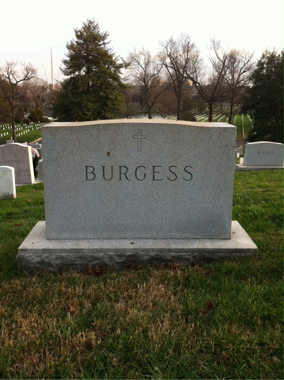 Headstone shared by 3 interments, including Anna Burgess