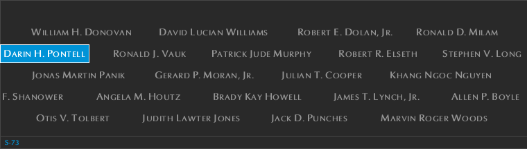 Panel S-73, South Pool, National September 11 Memorial