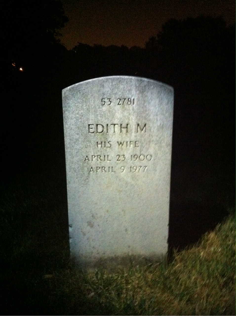 Headstone shared by 2 interments, including Edith M Babcock