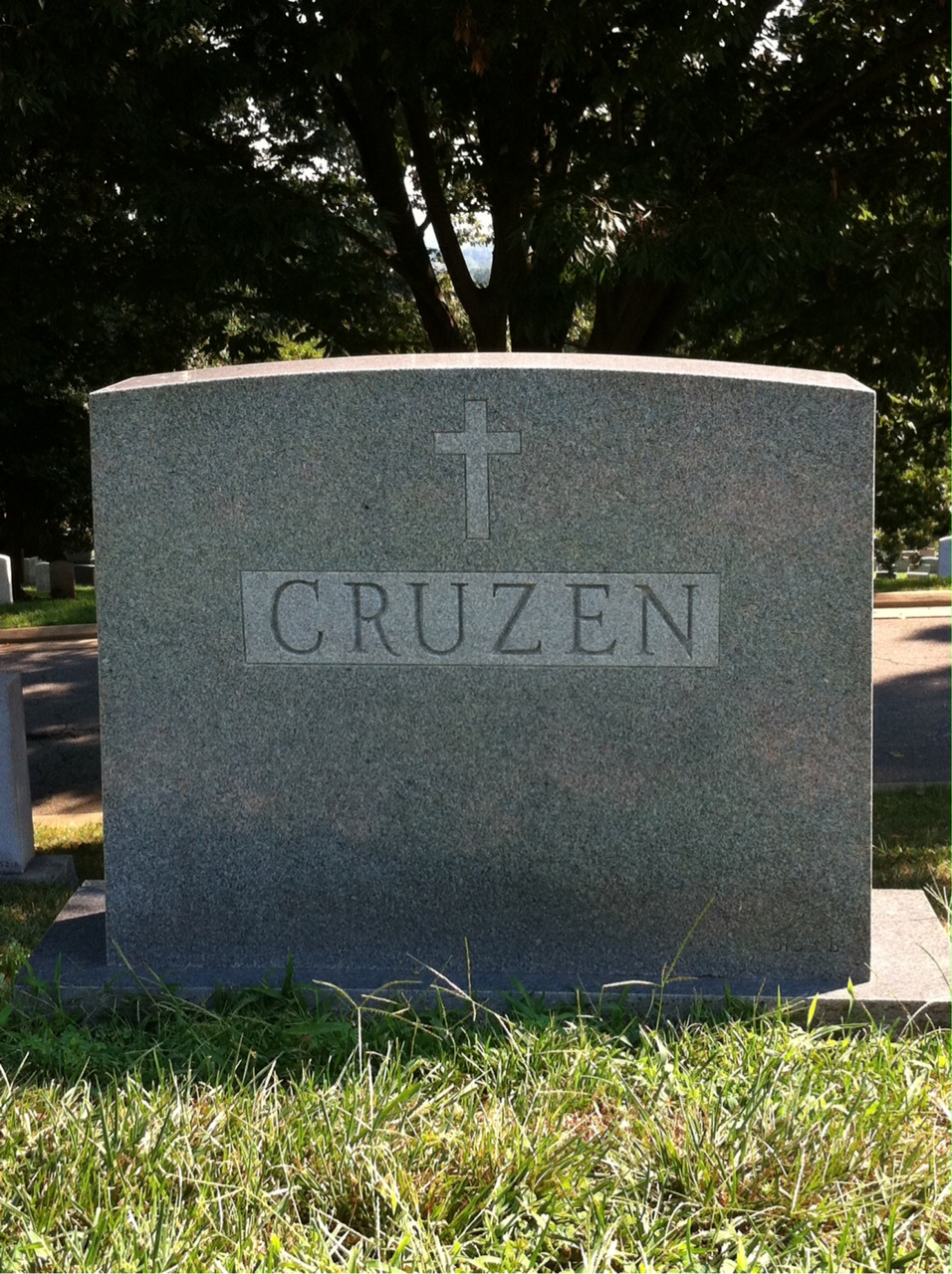 Headstone shared by 2 interments, including Margaret B Cruzen