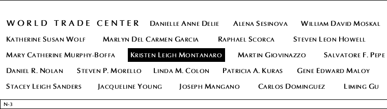 Panel N-3, North Pool, National September 11 Memorial