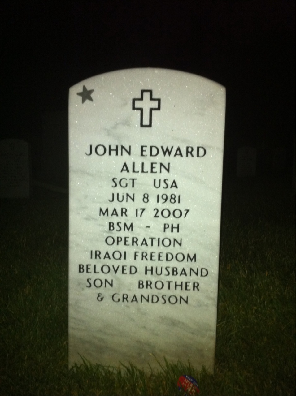 Headstone of John Edward Allen