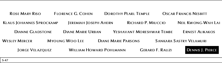 Panel S-47, South Pool, National September 11 Memorial