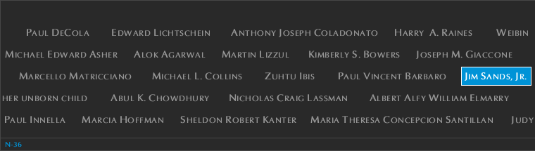 Panel N-36, North Pool, National September 11 Memorial