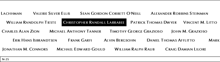 Panel N-25, North Pool, National September 11 Memorial
