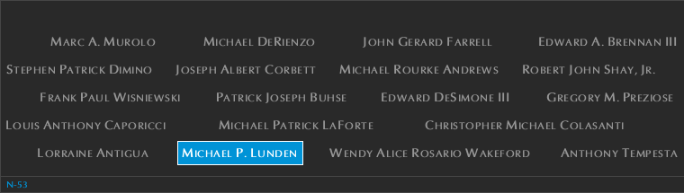 Panel N-53, North Pool, National September 11 Memorial