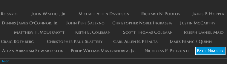 Panel N-30, North Pool, National September 11 Memorial