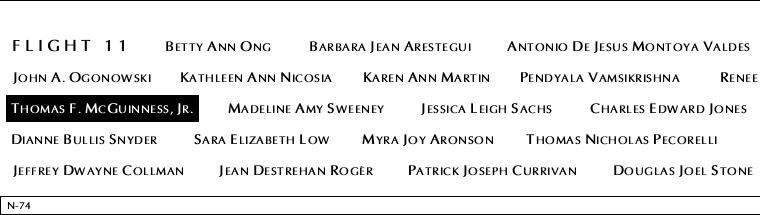 Panel N-74, North Pool, National September 11 Memorial