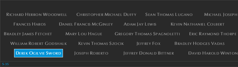 Panel S-35, South Pool, National September 11 Memorial
