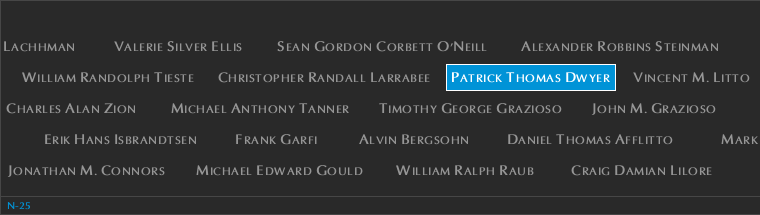 Panel N-25, North Pool, National September 11 Memorial