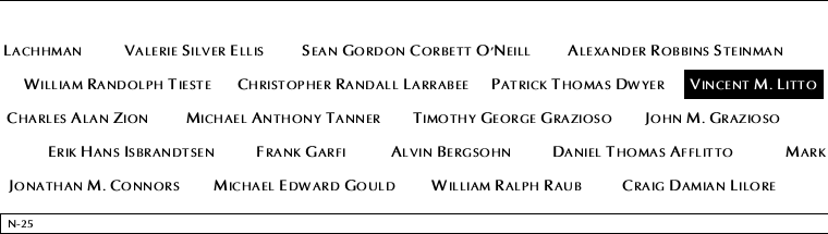 Panel N-25, North Pool, National September 11 Memorial