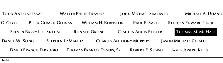 Panel N-56, North Pool, National September 11 Memorial